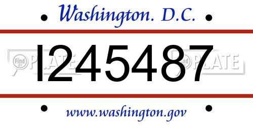 I245487 District Of Columbia License Plate