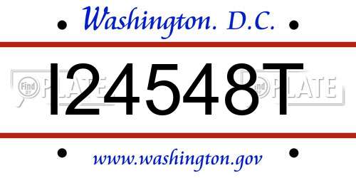 I24548T District Of Columbia License Plate
