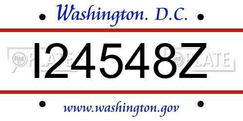 I24548Z District Of Columbia License Plate