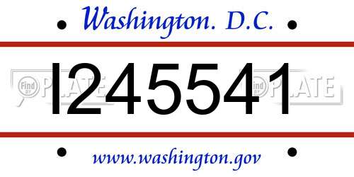 I245541 District Of Columbia License Plate