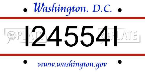 I24554I District Of Columbia License Plate
