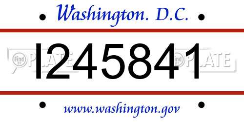 I245841 District Of Columbia License Plate