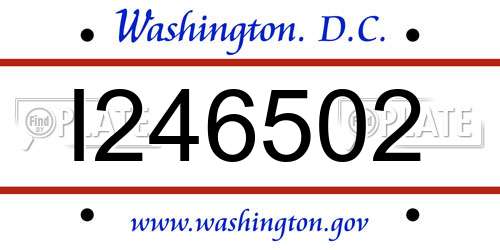 I246502 District Of Columbia License Plate