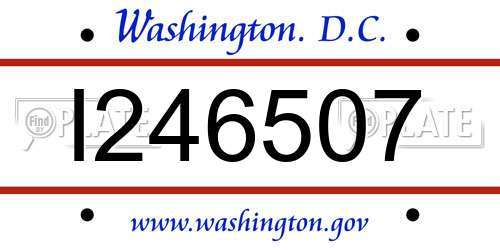 I246507 District Of Columbia License Plate