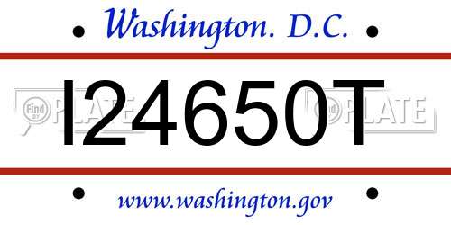 I24650T District Of Columbia License Plate