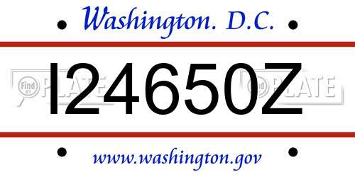 I24650Z District Of Columbia License Plate