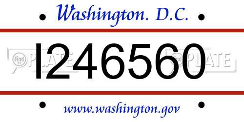 I246560 District Of Columbia License Plate