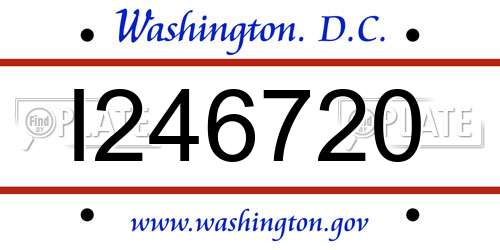 I246720 District Of Columbia License Plate