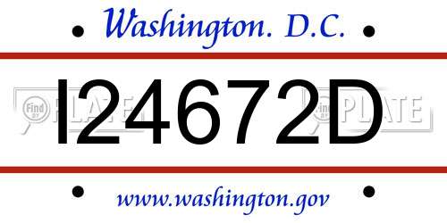 I24672D District Of Columbia License Plate