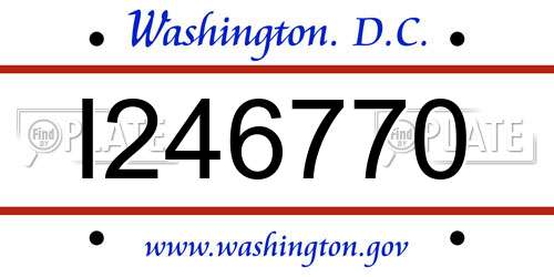I246770 District Of Columbia License Plate