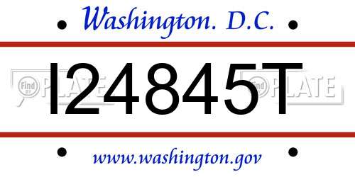 I24845T District Of Columbia License Plate