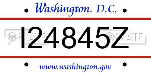 I24845Z District Of Columbia License Plate
