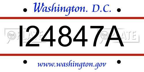 I24847A District Of Columbia License Plate