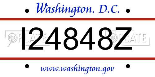 I24848Z District Of Columbia License Plate