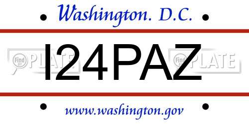 I24PAZ District Of Columbia License Plate
