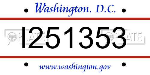 I251353 District Of Columbia License Plate