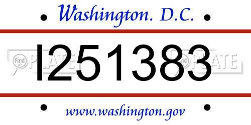 I251383 District Of Columbia License Plate