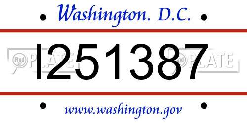I251387 District Of Columbia License Plate