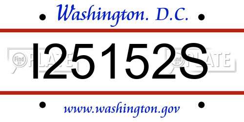 I25152S District Of Columbia License Plate