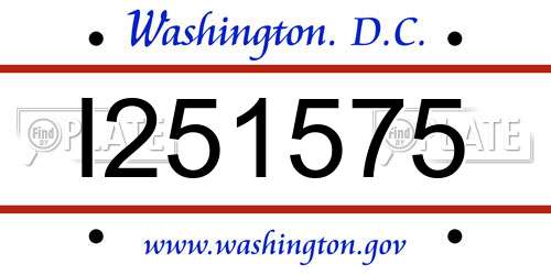 I251575 District Of Columbia License Plate