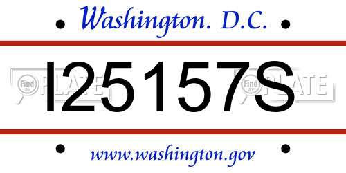 I25157S District Of Columbia License Plate