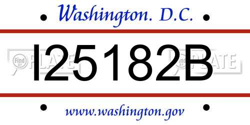 I25182B District Of Columbia License Plate