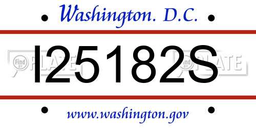 I25182S District Of Columbia License Plate
