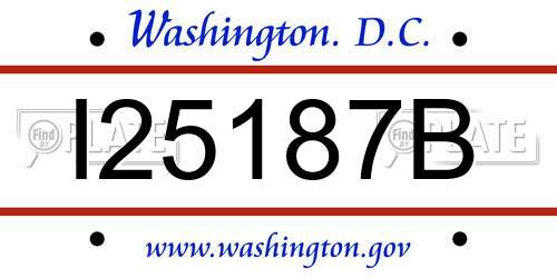 I25187B District Of Columbia License Plate