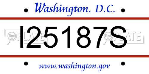 I25187S District Of Columbia License Plate