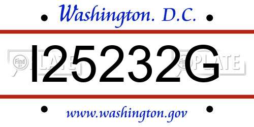 I25232G District Of Columbia License Plate