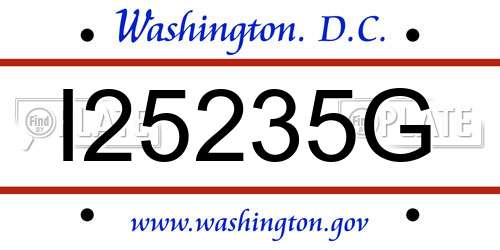 I25235G District Of Columbia License Plate