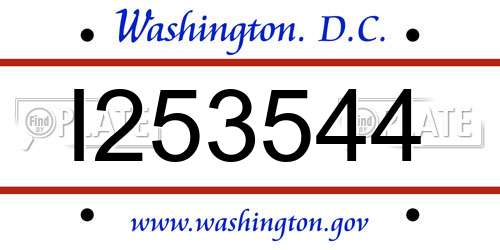 I253544 District Of Columbia License Plate