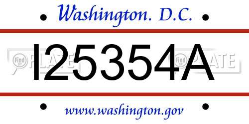 I25354A District Of Columbia License Plate