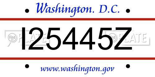 I25445Z District Of Columbia License Plate