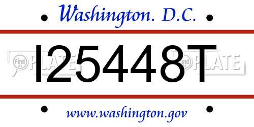 I25448T District Of Columbia License Plate