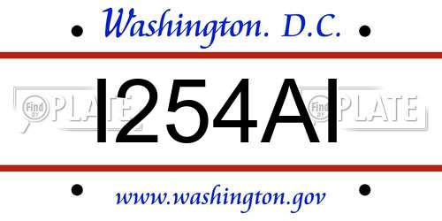 I254AI District Of Columbia License Plate