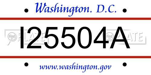 I25504A District Of Columbia License Plate