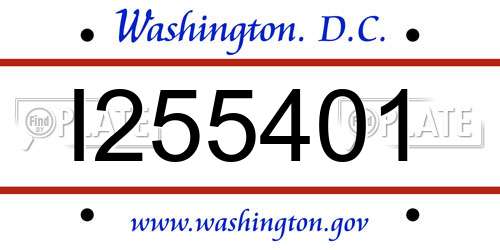 I255401 District Of Columbia License Plate