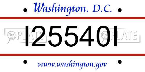 I25540I District Of Columbia License Plate