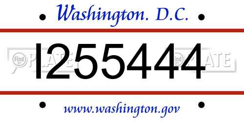 I255444 District Of Columbia License Plate