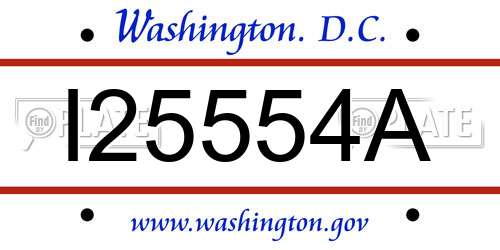 I25554A District Of Columbia License Plate