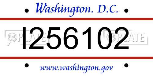 I256102 District Of Columbia License Plate
