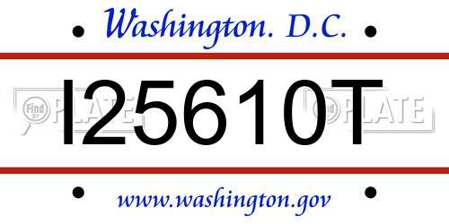 I25610T District Of Columbia License Plate