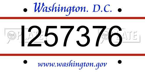 I257376 District Of Columbia License Plate