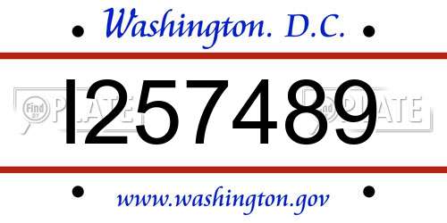I257489 District Of Columbia License Plate