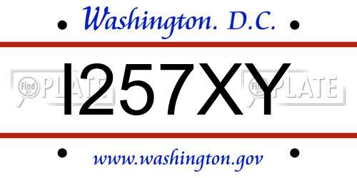 I257XY District Of Columbia License Plate
