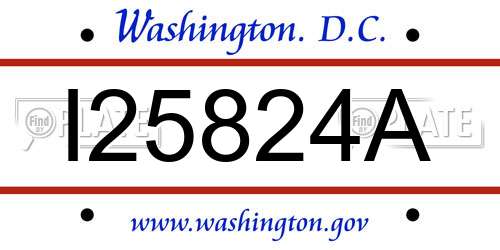 I25824A District Of Columbia License Plate