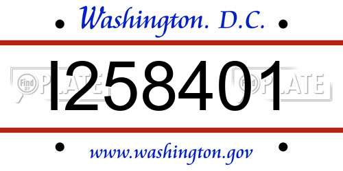 I258401 District Of Columbia License Plate