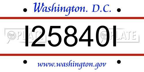 I25840I District Of Columbia License Plate