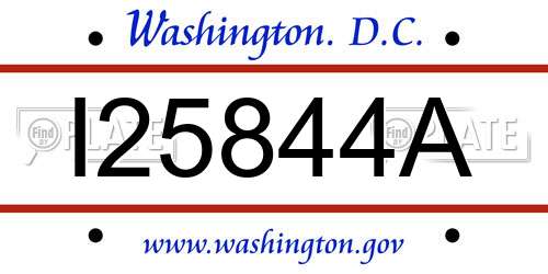 I25844A District Of Columbia License Plate